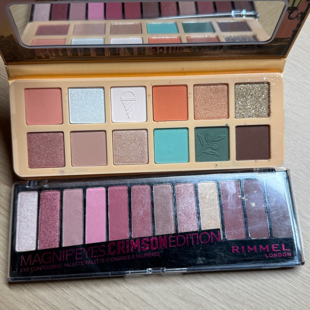 Rimmel Crimson Edition & Essence Roma Eyeshadow Palette Bundle Shimmer Matte 2pc